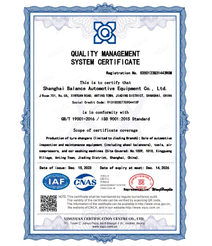 Quality Management System Certificate ISO 9001:2015