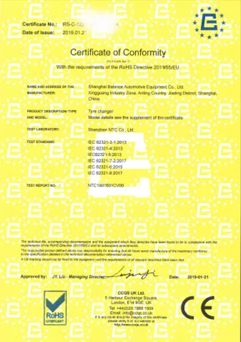 RoHS Certificate of Conformity