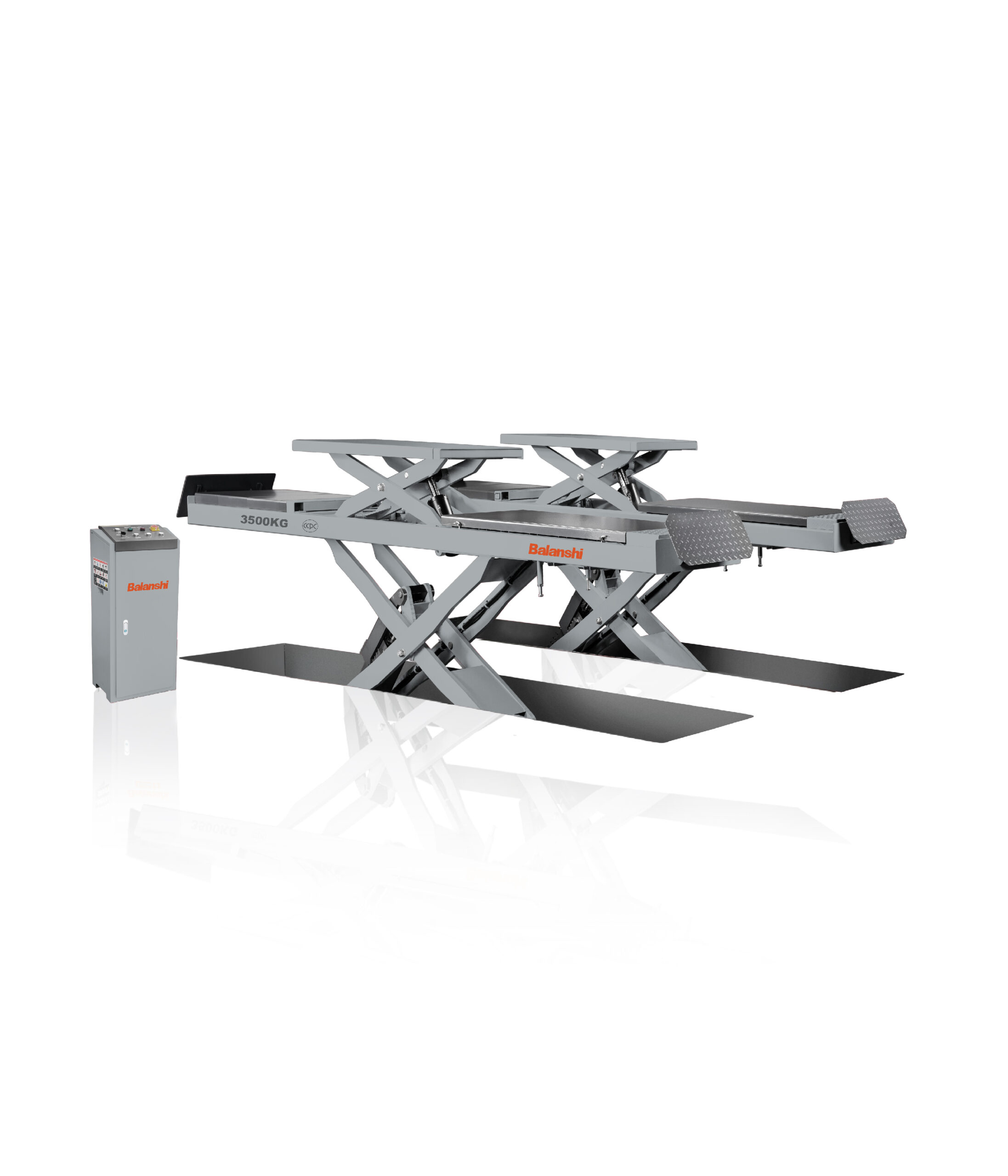 BLS 8535W In-Ground Wheel Alignment Scissor Lift with Secondary Jacking System, 3500kg (7700lbs) Capacity, Heavy Duty Sub-Platform Scissor Hoist for Professional Auto Repair & 4-Wheel Alignment, 1850mm Lifting Height, 220V/380V Compatible