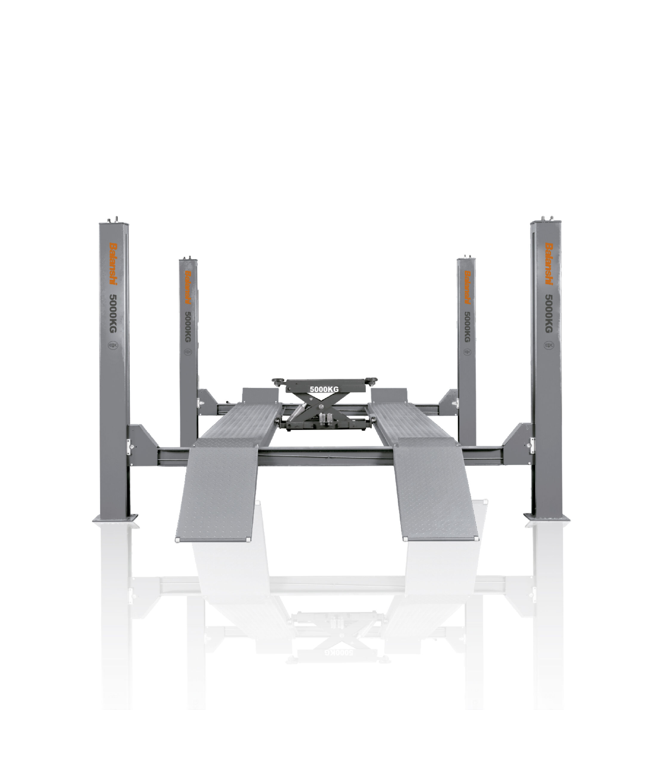 Balanshi BLS 8950F 5-Ton Four Post Vehicle Lift, 5000kg Heavy Duty Car Hoist With Manual Single-Side Lock Release, 220V/380V Compatible Power, 5190mm Extended Platform For Trucks And SUVs, Professional Grade