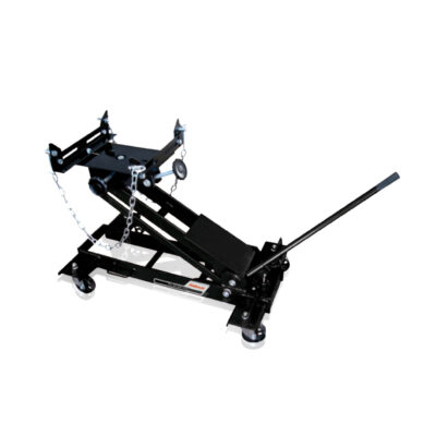 BLS EL90102 1 Ton Low Profile Transmission Jack, Heavy Duty Hydraulic Jack with 360 Degree Rotating Pump Handle and Adjustable Saddle, 200mm to 760mm Lift Range for Gearbox Removal and Installation