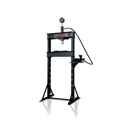 BLS 10-Ton Hydraulic Shop Press, Air and Manual Dual Operation Standing Shop Press with H-Frame, Adjustable Height 90-858mm for Bearings, Bushings and Gear Removal, Thickened Steel Construction